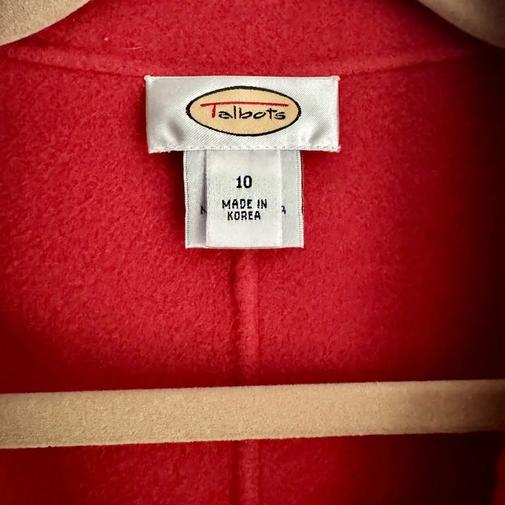 Talbots Vintage Wool Blazer Jacket Orange Open Front Work Wear Holiday Size 10 - Picture 6 of 6